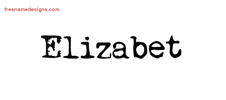 Vintage Writer Name Tattoo Designs Elizabet Free Lettering
