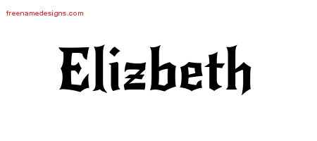 Gothic Name Tattoo Designs Elizbeth Free Graphic