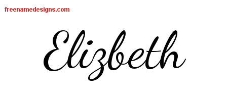 Lively Script Name Tattoo Designs Elizbeth Free Printout