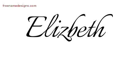 Calligraphic Name Tattoo Designs Elizbeth Download Free