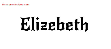 Gothic Name Tattoo Designs Elizebeth Free Graphic