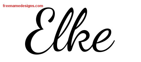 Lively Script Name Tattoo Designs Elke Free Printout