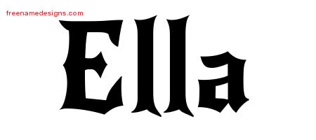 Gothic Name Tattoo Designs Ella Free Graphic