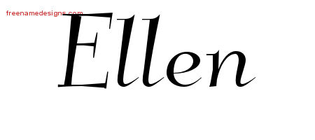Elegant Name Tattoo Designs Ellen Free Graphic