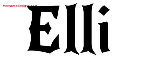 Gothic Name Tattoo Designs Elli Free Graphic