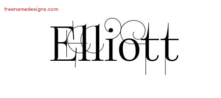 Decorated Name Tattoo Designs Elliott Free Lettering