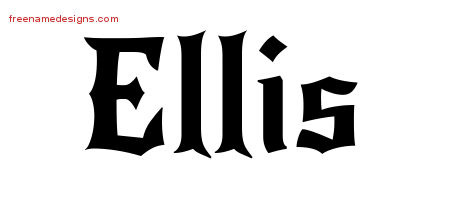 Gothic Name Tattoo Designs Ellis Free Graphic