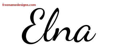 Lively Script Name Tattoo Designs Elna Free Printout