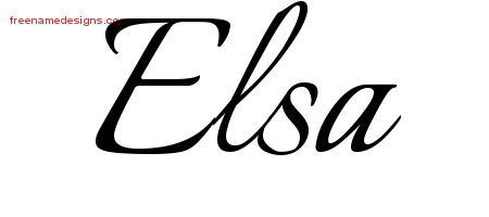 Calligraphic Name Tattoo Designs Elsa Download Free
