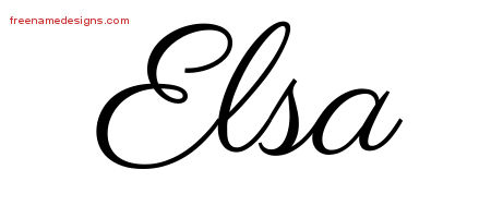 Classic Name Tattoo Designs Elsa Graphic Download