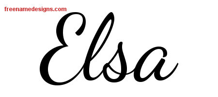 Lively Script Name Tattoo Designs Elsa Free Printout