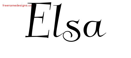 Elegant Name Tattoo Designs Elsa Free Graphic