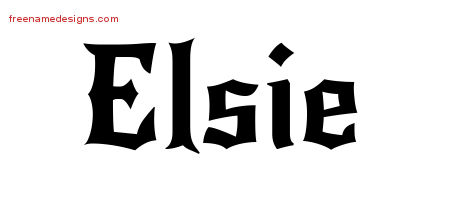 Gothic Name Tattoo Designs Elsie Free Graphic