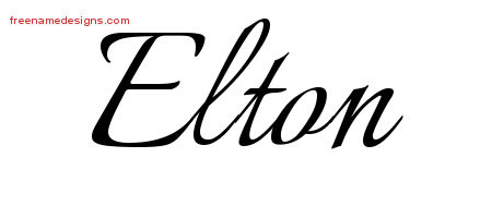 Calligraphic Name Tattoo Designs Elton Free Graphic