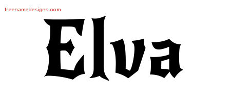 Gothic Name Tattoo Designs Elva Free Graphic