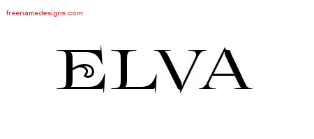 Flourishes Name Tattoo Designs Elva Printable