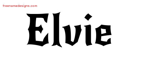 Gothic Name Tattoo Designs Elvie Free Graphic