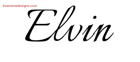 Calligraphic Name Tattoo Designs Elvin Free Graphic