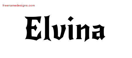 Gothic Name Tattoo Designs Elvina Free Graphic
