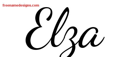 Lively Script Name Tattoo Designs Elza Free Printout