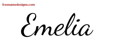 Lively Script Name Tattoo Designs Emelia Free Printout
