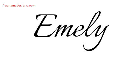 Calligraphic Name Tattoo Designs Emely Download Free