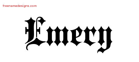 Old English Name Tattoo Designs Emery Free Lettering