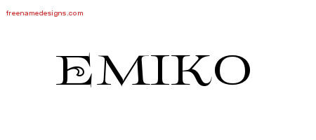 Flourishes Name Tattoo Designs Emiko Printable