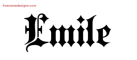 Old English Name Tattoo Designs Emile Free Lettering
