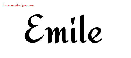 Calligraphic Stylish Name Tattoo Designs Emile Free Graphic