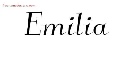 Elegant Name Tattoo Designs Emilia Free Graphic