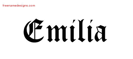 Blackletter Name Tattoo Designs Emilia Graphic Download
