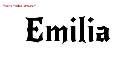 Gothic Name Tattoo Designs Emilia Free Graphic