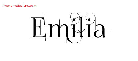Decorated Name Tattoo Designs Emilia Free