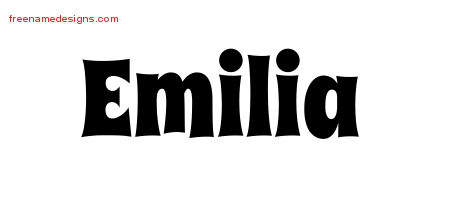 Groovy Name Tattoo Designs Emilia Free Lettering