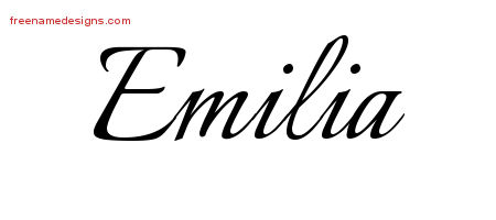Calligraphic Name Tattoo Designs Emilia Download Free