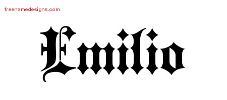 Old English Name Tattoo Designs Emilio Free Lettering