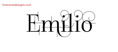 Decorated Name Tattoo Designs Emilio Free Lettering