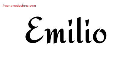 Calligraphic Stylish Name Tattoo Designs Emilio Free Graphic