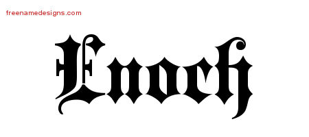 Old English Name Tattoo Designs Enoch Free Lettering
