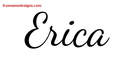 Lively Script Name Tattoo Designs Erica Free Printout