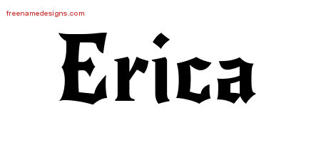 Gothic Name Tattoo Designs Erica Free Graphic