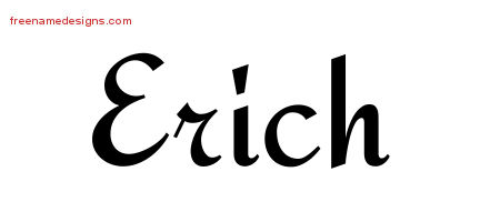 Calligraphic Stylish Name Tattoo Designs Erich Free Graphic