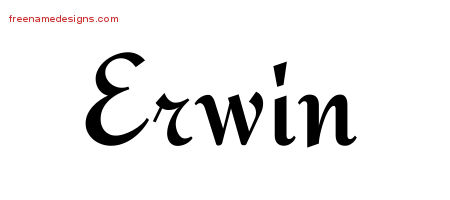 Calligraphic Stylish Name Tattoo Designs Erwin Free Graphic