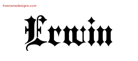 Old English Name Tattoo Designs Erwin Free Lettering