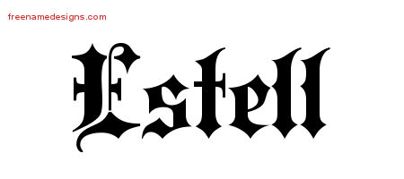 Old English Name Tattoo Designs Estell Free