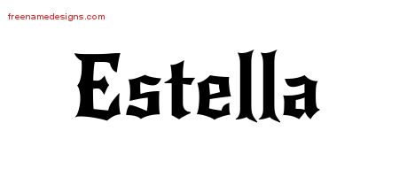 Gothic Name Tattoo Designs Estella Free Graphic