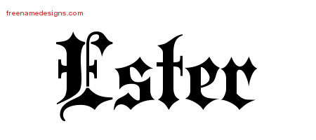 Old English Name Tattoo Designs Ester Free