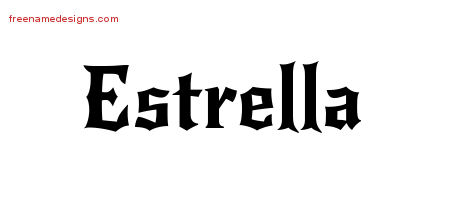 Gothic Name Tattoo Designs Estrella Free Graphic