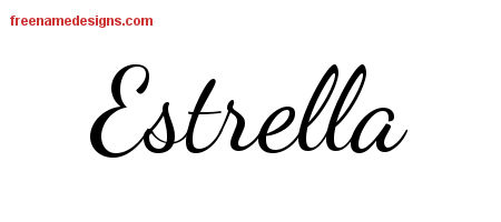 Lively Script Name Tattoo Designs Estrella Free Printout